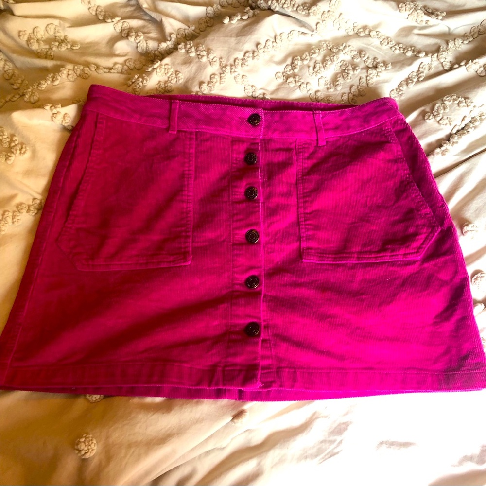 Hot Pink Corduroy Mini Skirt